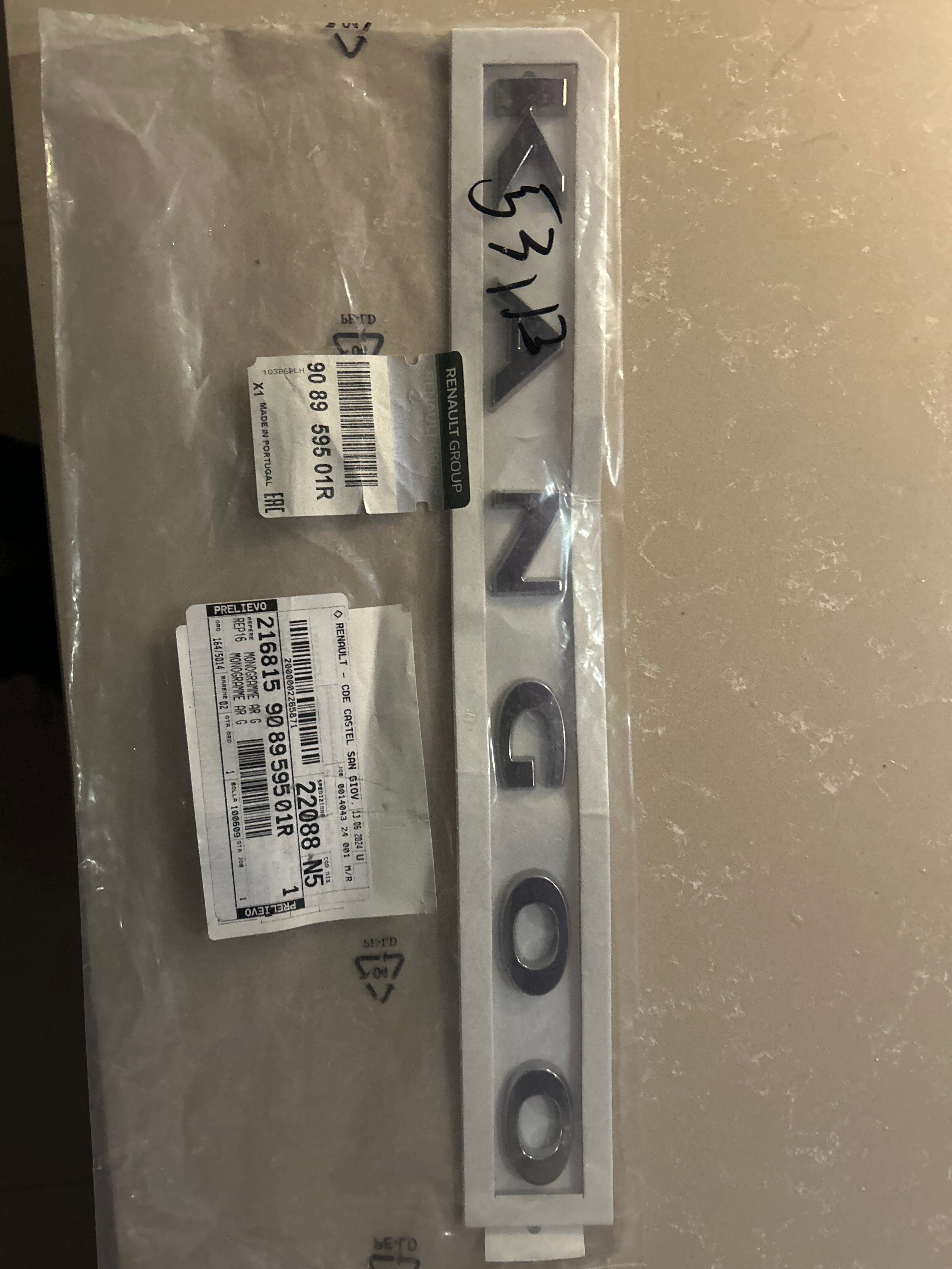 908959501R: monogramma posteriore Renault Kangoo