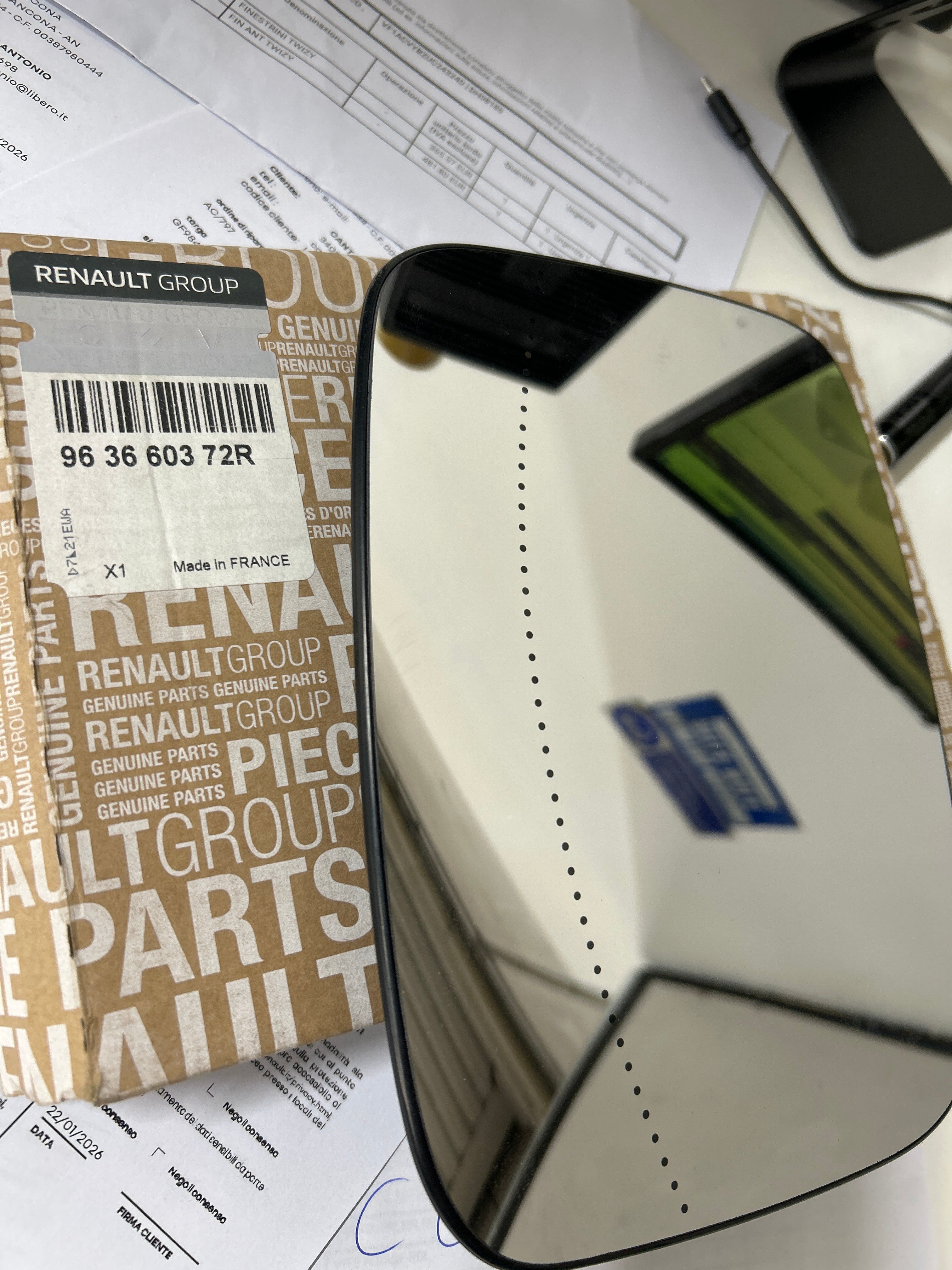 963660372R - vetro specchio sinistro retrovisore Renault Trafic 3