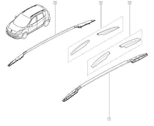 Tappi barre tetto longitudinali sinistro Renault Scenic 3: 738759018R