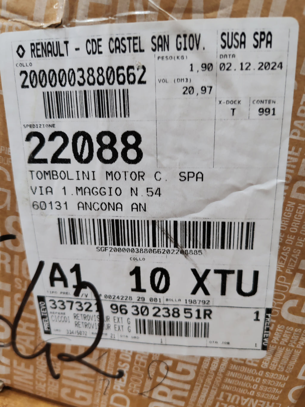 Retrovisore esterno sinistro Renault Trafic 3: 963023851R
