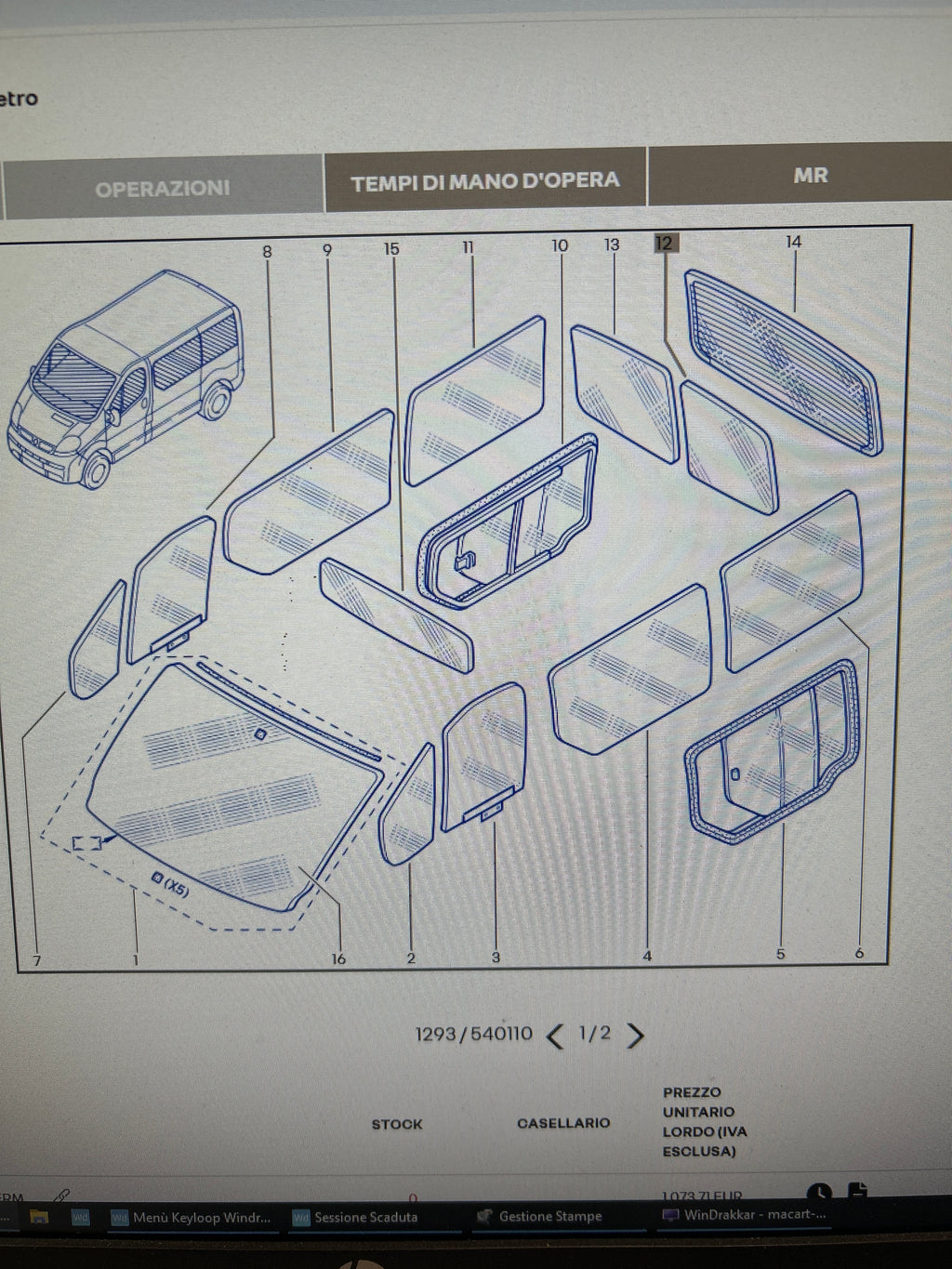 Vetro posteriore battente sinistro Renault Trafic 2: 8200176368