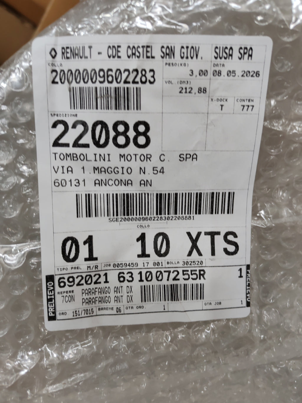Parafango anteriore destro Renault Captur 2: 631007255R