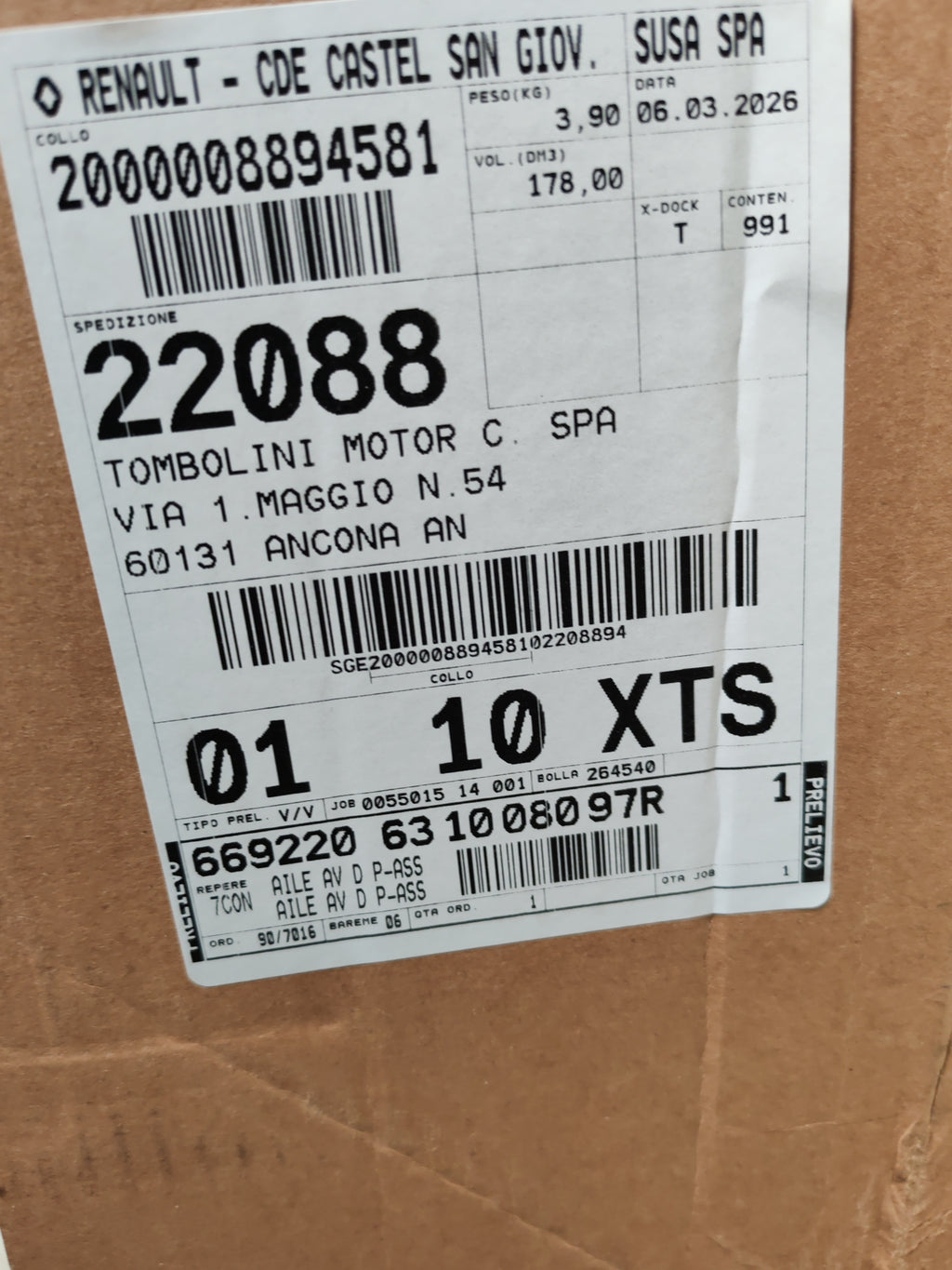 Parafango anteriore destro Renault Arkana: 631008097R